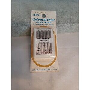 J & P Coats machine needles universal point 10pk sizes 11, 14, 16 H.674 New